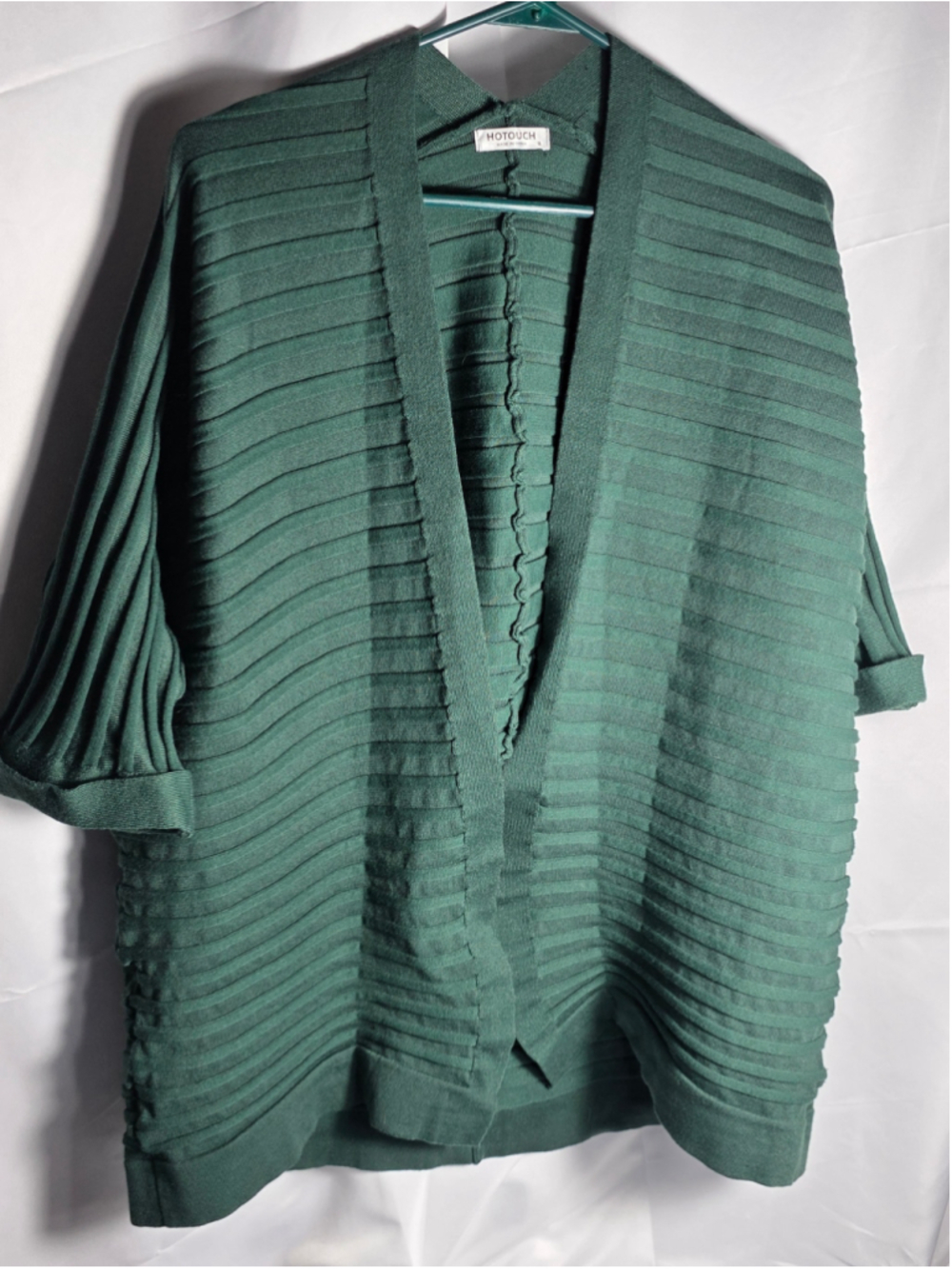 Women's Hotouch Green Ribbed Knit Cardigan M fall cottagecore cozy officewear